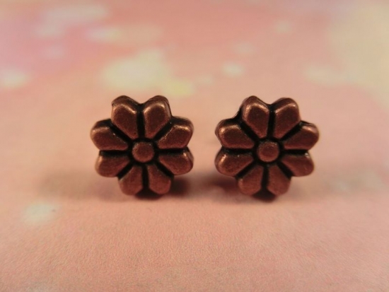 Kupferfarbene Blumen Ohrstecker Blümchen Flower